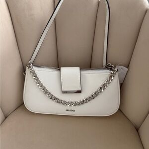 Aldo Cream Shoulder Bag with Silver Chain